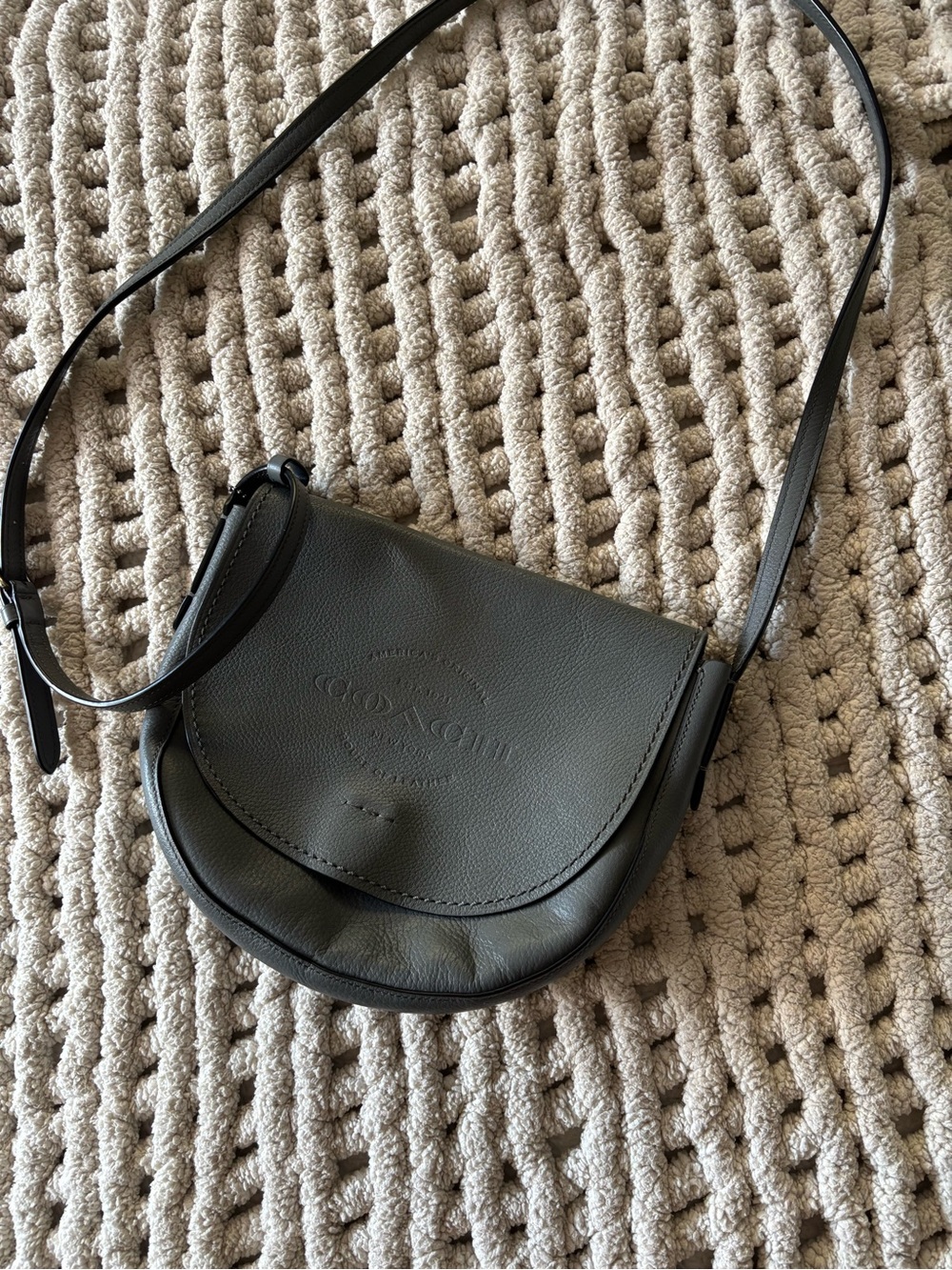 Coach Gray Leather Saddle Crossbody with adjustable strap- Coach Vintage style - Picture 4 of 8